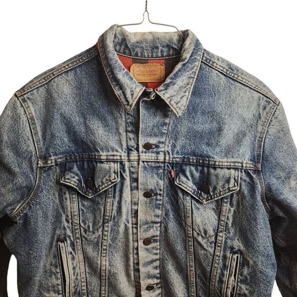 Vintage Levi's Aged Broken in Blanket Lined Dreamy Unisex Trucker Jacket 80s Siz - Picture 4 of 16